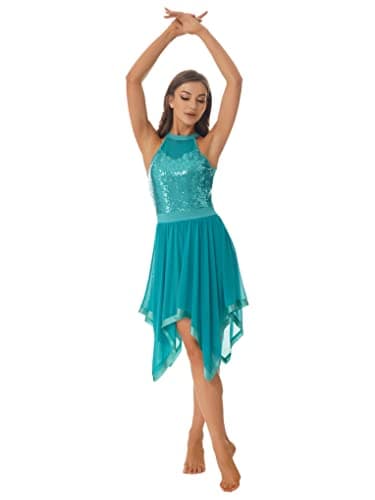 Women's Sleeveless Halter Neck Sequin Dance Costume