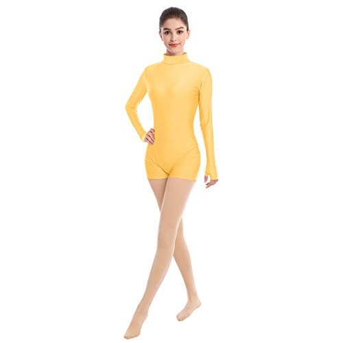 Women's Mock Neck Long Sleeve Dance Leotard for Gymnastics and Ballet