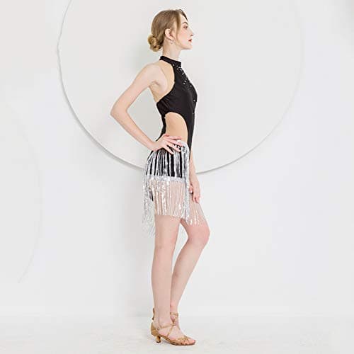 ROYAL SMEELA Women's Fringe Latin Dance Ballroom Dress.SExy Halter Neck Outfit
