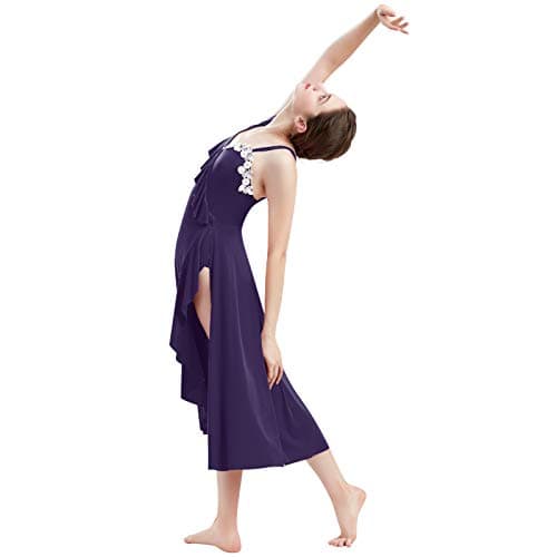 Lyrical Dance Dress for Women: Asymmetrical Flounce Midi Dress