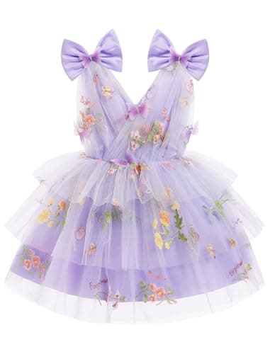 IMEKIS Toddler Girls Rainbow Butterfly Birthday Tutu Dress