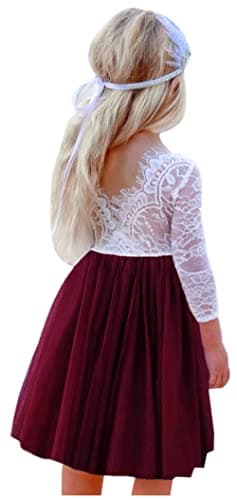 2Bunnies Girl's Rose Lace Back A-Line Tutu Party Dress