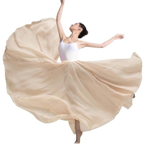 TLMNU Women's Gradient Chiffon Long Swing Skirt for Modern Ballet Performance