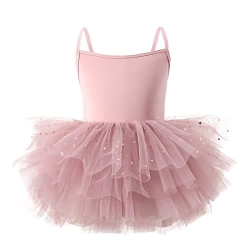 CARTEEL Toddler Girls Ballet Dress with Shiny Tulle Cuffs