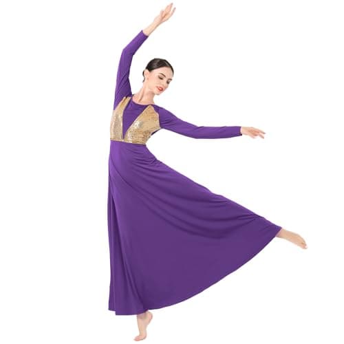 ODASDO Shimmering Praise Dance Dress for Women Liturgical Worship Gown