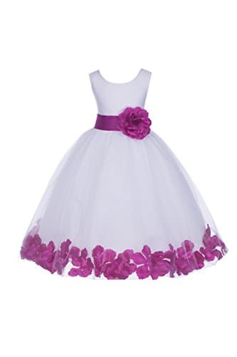 ekidsbridal White Floral Rose Petals Flower Girl Dress