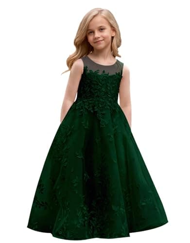Lace Appliques Humoral Tulle First Communion Dress for Flower Girls Weddings