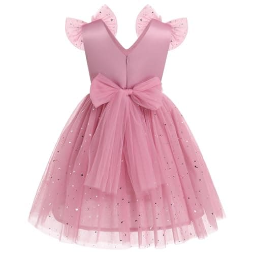 IMEKIS Girls' Butterfly Sparkle Tulle Dress for Weddings and Birthdays 2-10T
