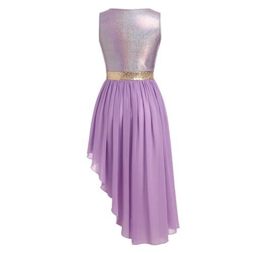 AFAVOM Women's Metallic Sequin Liturgical Dance Dress with Ruffle Overlay