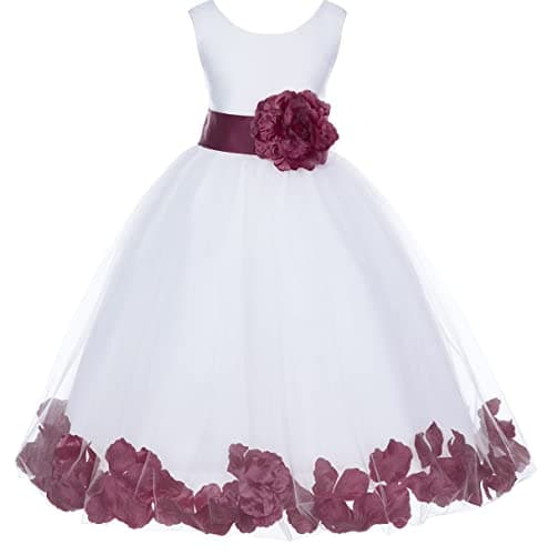 ekidsbridal White Floral Rose Petals Flower Girl Dress