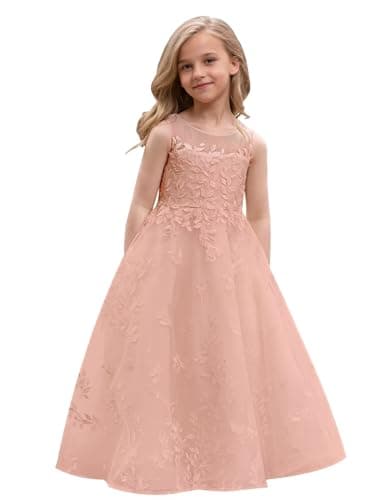 Lace Appliques Humoral Tulle First Communion Dress for Flower Girls Weddings