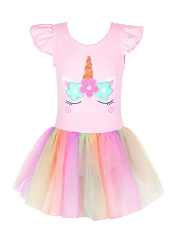 Unicorn Tutu Ballet Leotards for Toddlers Girls Cotton Tulle Skirts
