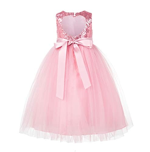 ekidsbridal Heart Cutout Sequin Flower Girl Dress