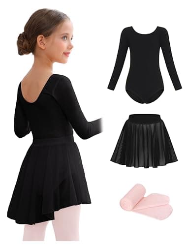 Mecceos Girls' Ballet Leotard Combo with Skirt & Tights