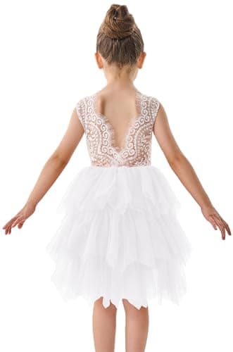 2Bunnies Girl Peony Lace Back Tiered Tutu Party Dress