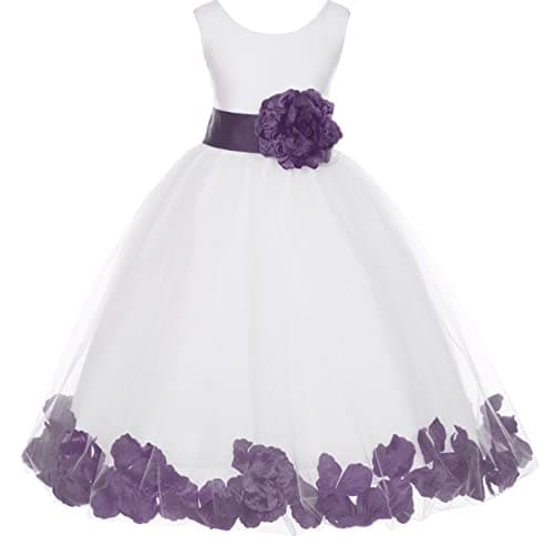 ekidsbridal White Floral Rose Petals Flower Girl Dress