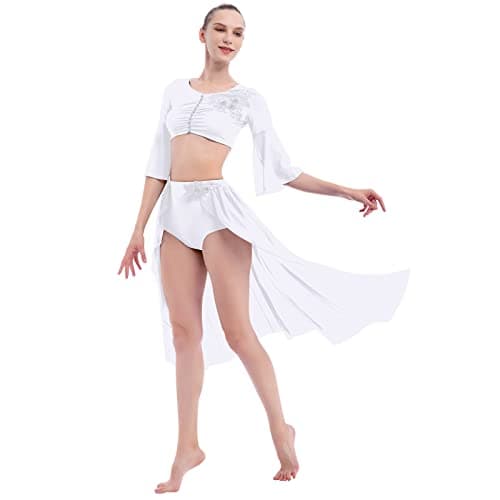 Women's Lyrical Dance Outfit: Chiffon Flowy Skirted Leotard