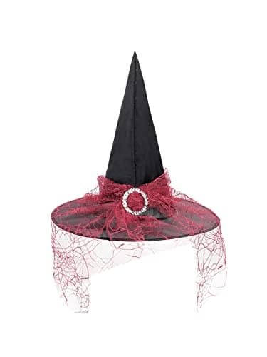Century Star Kids Witch Hat - Halloween Lace Hat for Girls Youth Teens Cosplay