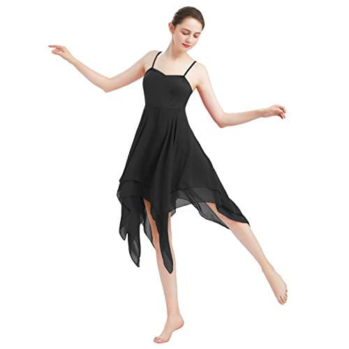ODASDO Women's Modern Lyrical Dance Spaghetti Strap Chiffon Dress