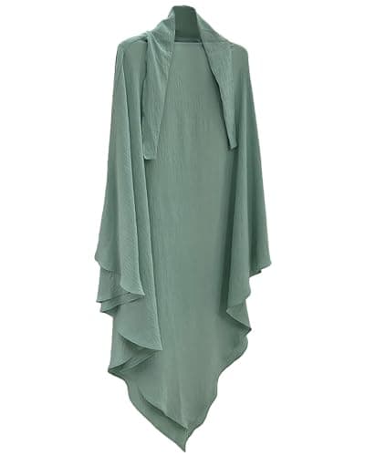 Zofocy Muslim woman's pure color hijab dress