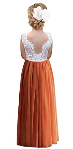 2Bunnies Girl's Rose Lace Back A-Line Tutu Party Dress