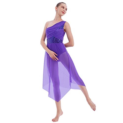 Lyrical Dance Costume for Women: Sequin Mesh Tulle Leotard