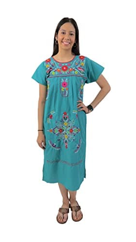 Leos Imports Hand Embroidered Mexican Dress Puebla
