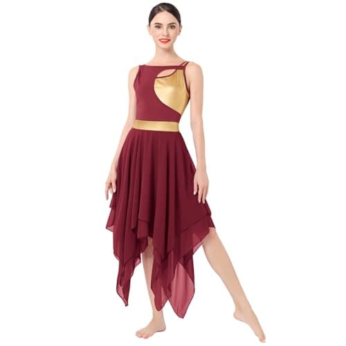 Women's Contemporary Lyrical Dance Costumes - Sleeveless Cut-Out Mesh Tulle Maxi Dress (XS-XL)