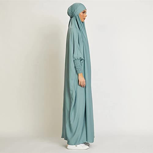 Simple Muslim Women's Maxi Dress with Hijab