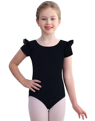 MdnMd Girls' Dance Leotard - Sleeveless Tank Mesh Cross Front
