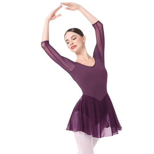Women's 3/4 Sleeve Ballet Leotard with Skirt - Teens and Adults