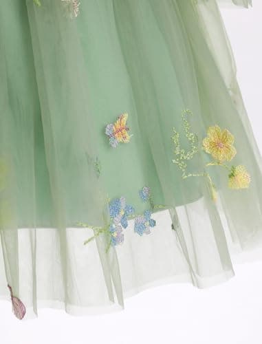 IMEKIS Toddler Girl Birthday Floral Confetti Tulle Formal Dress