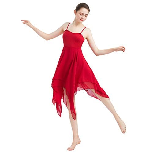 ODASDO Women's Modern Lyrical Dance Spaghetti Strap Chiffon Dress