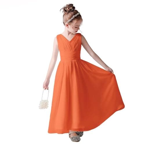 Little Girls Formal Party Dress - Long Chiffon Flower Girl Wedding Bridesmaid Dress
