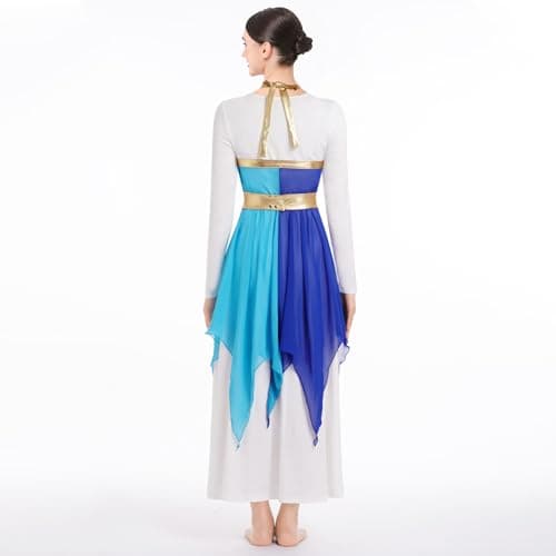 ODASDO Women's White Long Sleeve Maxi Dance Costume + Wrap Skirt