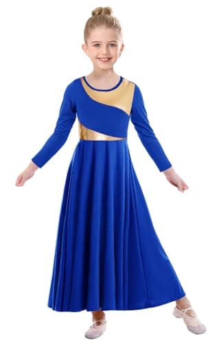 ZYACTU Girls' Metallic Liturgical Dance Dress for Worship and Choir Costumes
