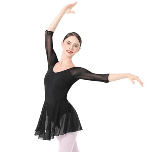 Women's 3/4 Sleeve Ballet Leotard with Skirt - Teens and Adults