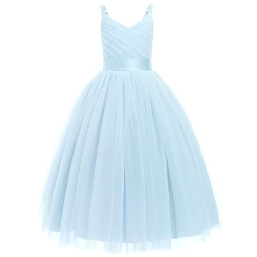 Flower Girls Spaghetti Strap Tulle Maxi Dress