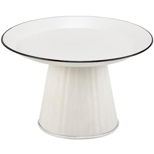 White Enamel Pedestal Tray for Home Decor