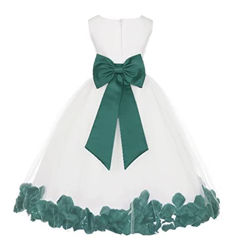 Ekid's Bridal Ivory Tulle Floral Petals Toddler Girl Dress 302T