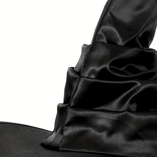 Black Witch Hat for Women Ruched Crooked Costume Accessories