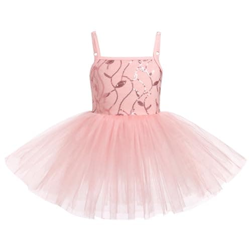 Girls' Ballet Leotard with Tutu Skirt and Sequin Flower Embroidery