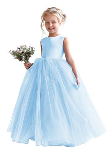 MCieloLuna Flower Girl Satin Tulle Wedding & Communion Dresses