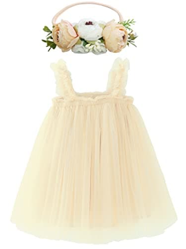 Rainbow Tutu Dress with Flower Headband for Toddlers