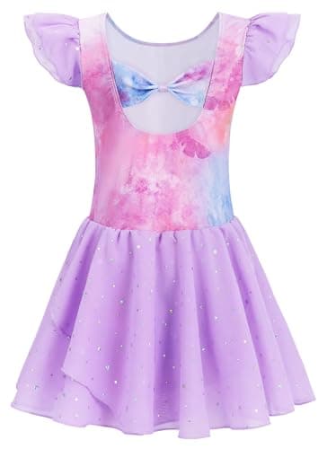 Mecceos Girls' Ballet Leotards - Short/Long Sleeve Skirts