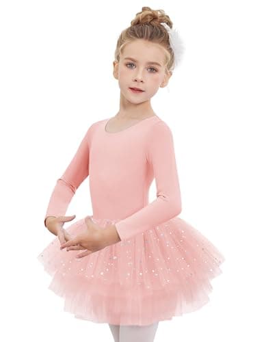 Zaclotre Girls 4-Layer Tiered Long Sleeve Dance Tutu Dresses