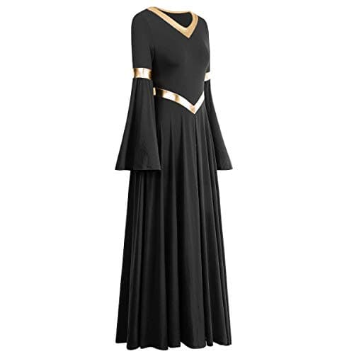 AFAVOM Metallic Praise Dance Dress for Women Liturgical Lyrical Worship Gown