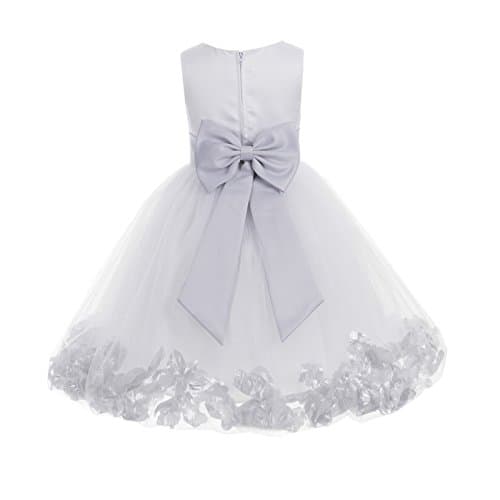 Ekid's Bridal Ivory Tulle Floral Petals Toddler Girl Dress 302T