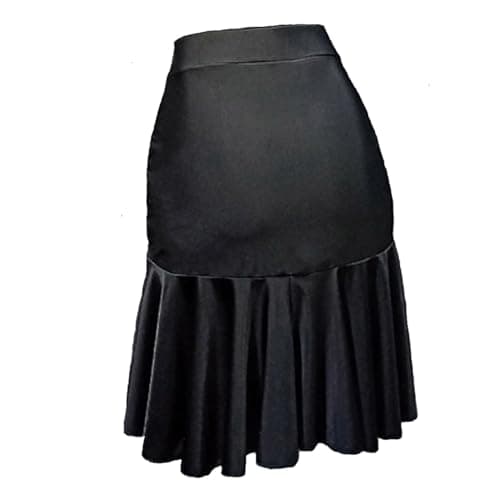 ZYMOZYM Women Black Asymmetrical Lotus Dance Skirt with Underwear