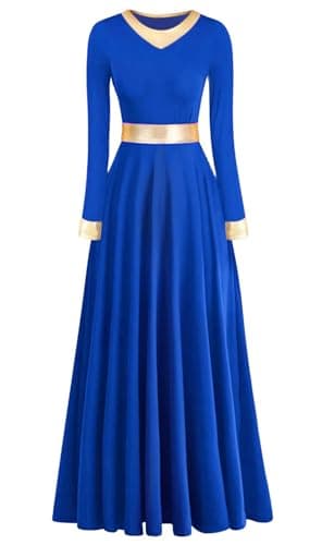 Z&X Women's Metallic Gold Liturgical Dance Dress for Church Worship